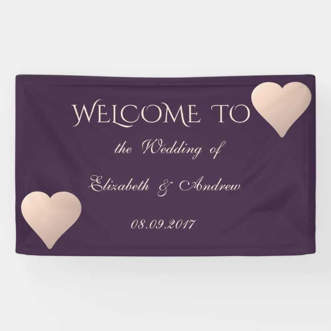 Bannière de mariage Cœurs Moderne Romantique Éléga (Horizontal)