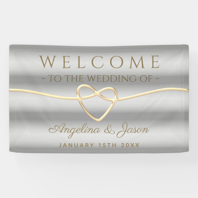 Bannière de mariage de bienvenue grise élégante (Horizontal)