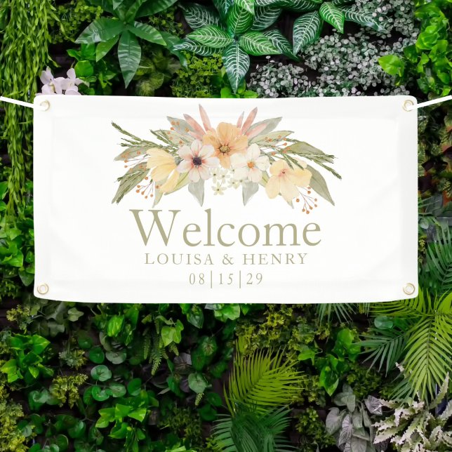 Bannière de Mariage de bienvenue vintage Florals (Créateur téléchargé)