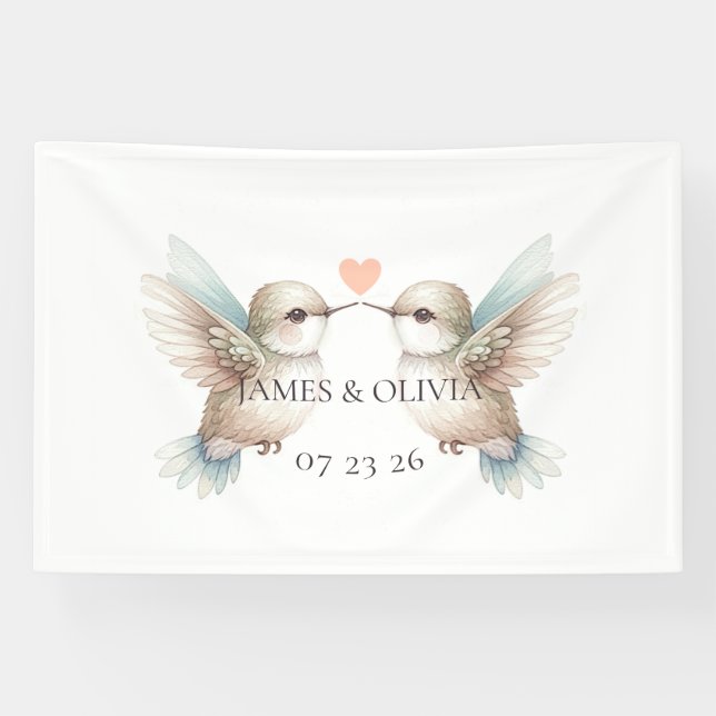 Bannière de Mariage de colibri romantique (Horizontal)