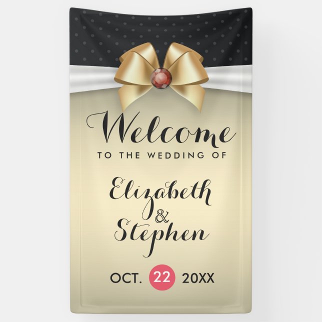 Bannière de Mariage de diamants rouges en or blanc (Vertical)