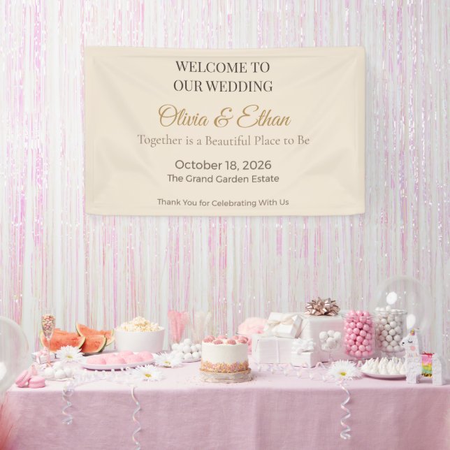 Bannière de mariage de luxe | Panneau de réception (Fête)