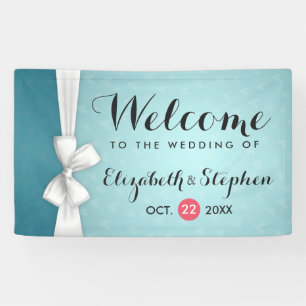 Bannière de Mariage de ruban blanc chic moderne