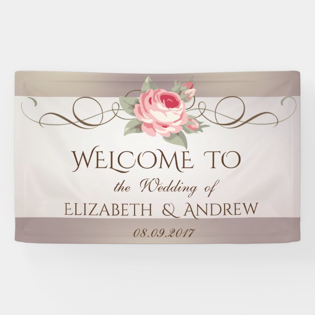 Bannière de mariage élégante rose brillante (Horizontal)
