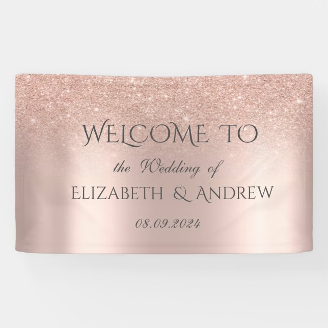 Bannière de mariage élégante rose gold pailletée b (Horizontal)
