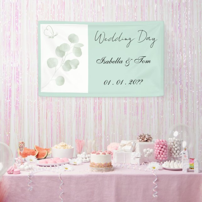 Bannière de mariage Eucalyptus | Fête de mariage B (Fête)
