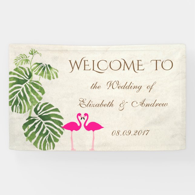 Bannière de mariage Flamants Tropicaux (Horizontal)