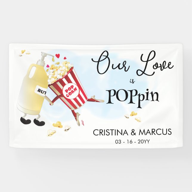 Bannière de mariage Love Popcorn (Horizontal)