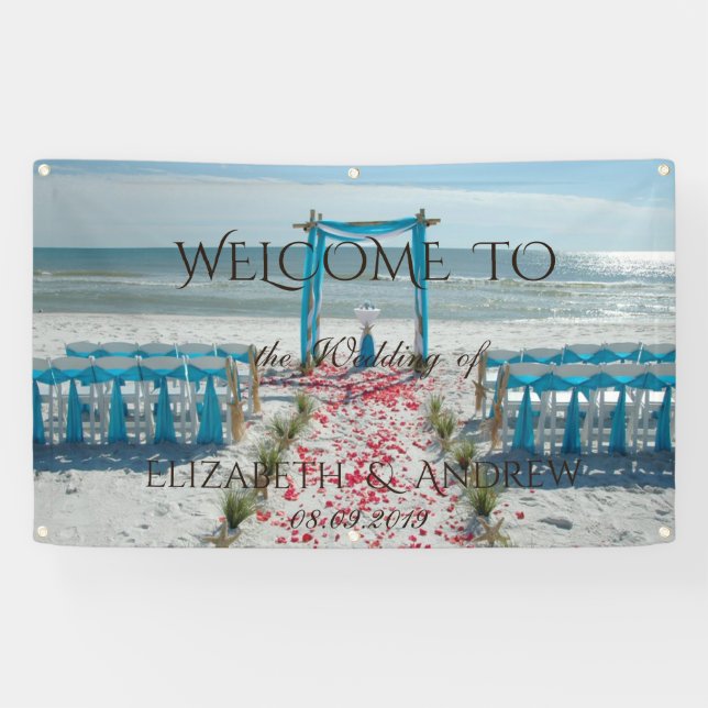 Bannière de mariage Palmier de Plage Tropicale (Horizontal)