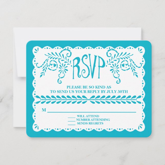 Bannière de mariage Papel Picado RSVP Blue Pool Fi (Devant)