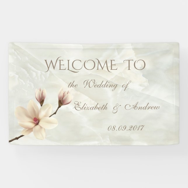 Bannière de mariage romantique élégante Magnolia,  (Horizontal)