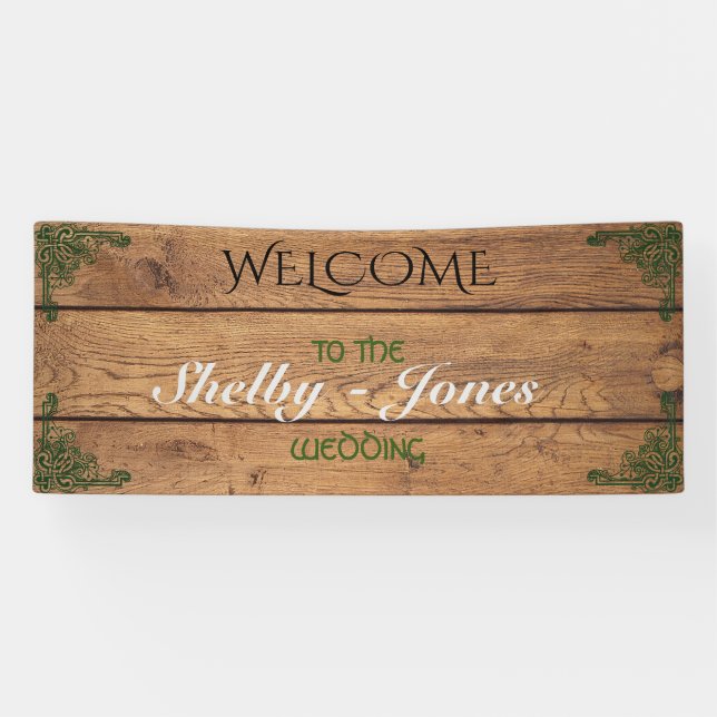 Bannière de Mariage rustique Celtique Claddagh (Horizontal)