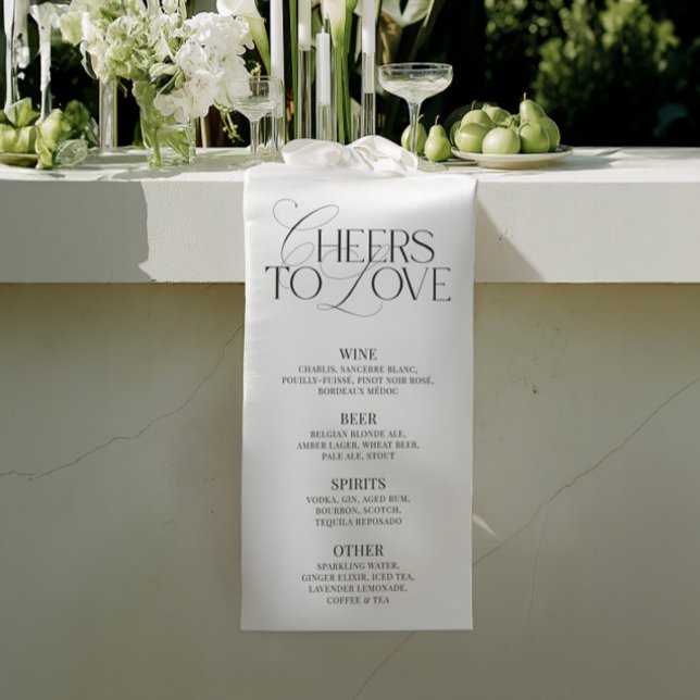 Bannière de menu de bar de mariage élégant noir et (Elegant Black & White Wedding Bar Menu Banner)