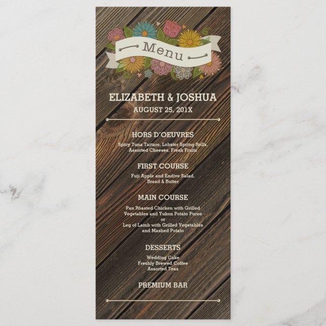 Bannière de menu floral rustique (Devant)