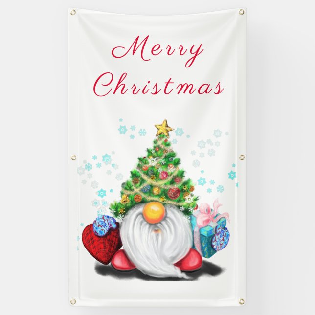 Bannière de Noël avec un gnome mignon (Vertical)