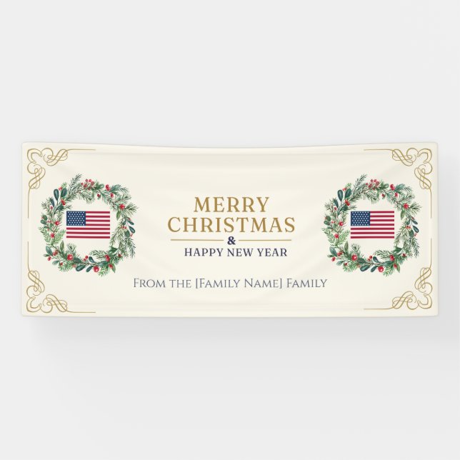 Bannière de Noël militaire Drapeau Joyeux Noël (Horizontal)