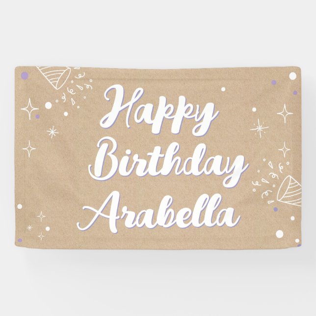 Bannière de nom d'anniversaire - Mur de photos de  (Horizontal)