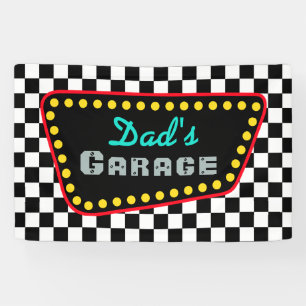 Bannière de panneau de garage de drapeau de course