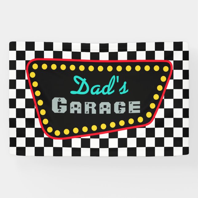 Bannière de panneau de garage de drapeau de course (Horizontal)