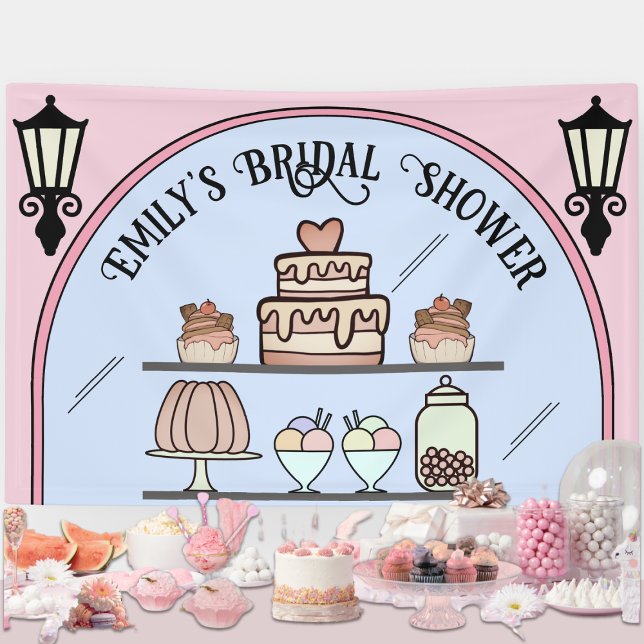 Bannière de pâtisserie pour enterrement de vie de  (Parisian Bridal Shower Photo Backrop Banner)