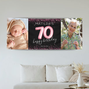 Bannière de photo d'anniversaire Black Pink 70e