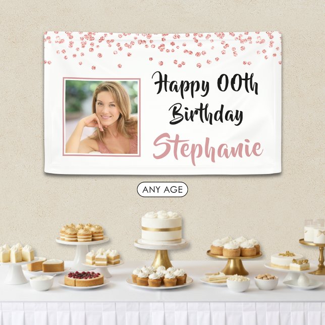 Bannière de photo d'anniversaire rose gold moderne (Créateur téléchargé)