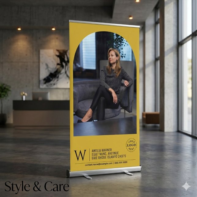 Bannière de photo personnalisée avec monogramme cl (Classic Monogram Name Address Custom Photo Banner)