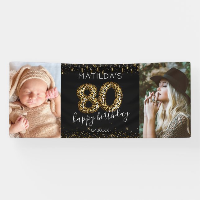 Bannière de photo pour 80e anniversaire heureux (Horizontal)