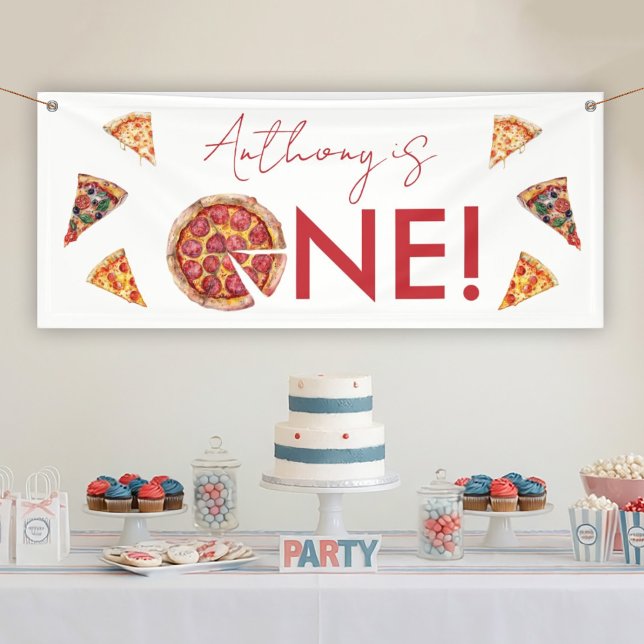 Bannière de pizza pour 1er anniversaire 'Une tranc (Créateur téléchargé)