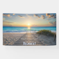 Bannière de plage avec Philippians 4:4 REJOICE!