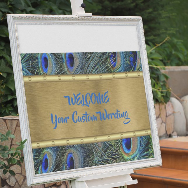 Bannière de plumes Peacock Couleur Or Personnalisé (Créateur téléchargé)