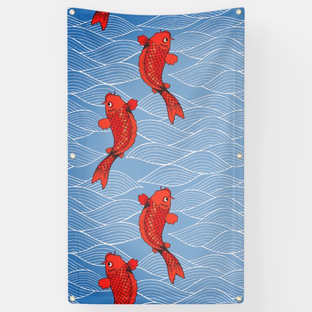 Bannière de POISSONS de la TAPISSERIE KOI (Vertical)