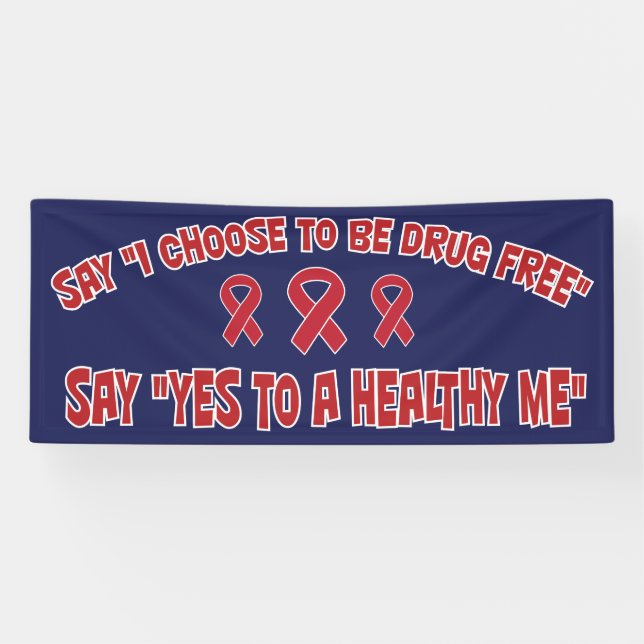 Bannière de promotion du ruban rouge sans drogue H (Horizontal)