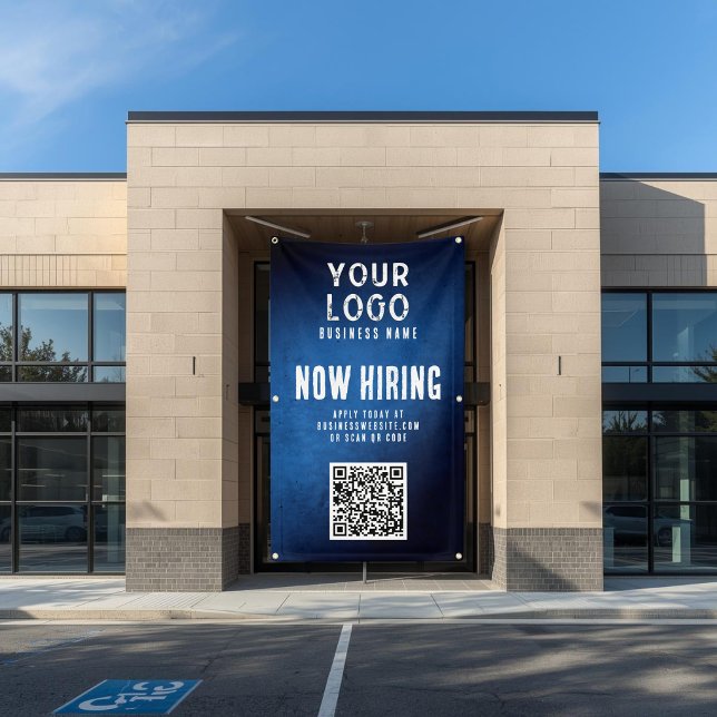 Bannière de recrutement QR Code Bleu Grunge Dégrad (Créateur téléchargé)