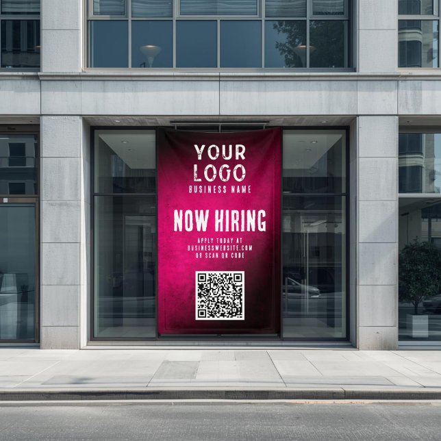 Bannière de recrutement QR Code Magenta Grunge Dég (Créateur téléchargé)