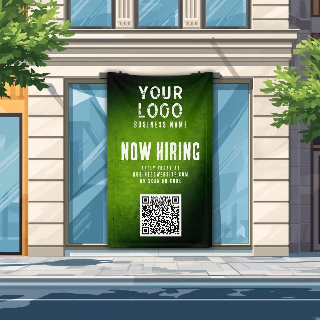 Bannière de recrutement QR Code Vert Grunge Dégrad (Créateur téléchargé)
