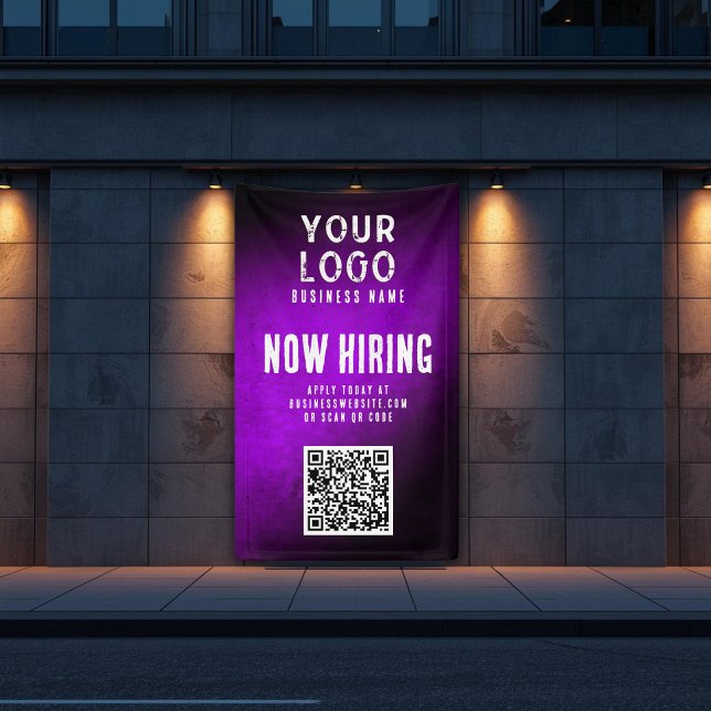 Bannière de recrutement QR Code Violet Grunge Dégr (Créateur téléchargé)
