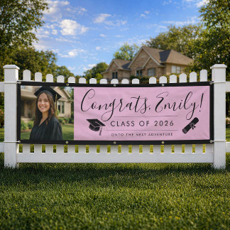 Bannière de remise de diplômes 2026 ROSE & NOIR av