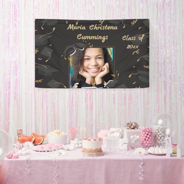 Bannière de remise de diplômes Cap & Confetti (Fête)
