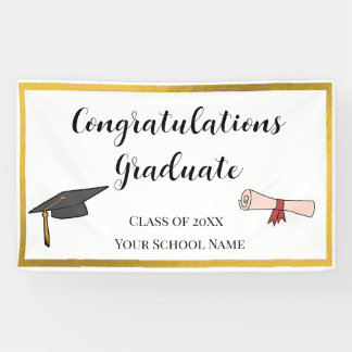 Bannière de remise des diplômes à bordure dorée