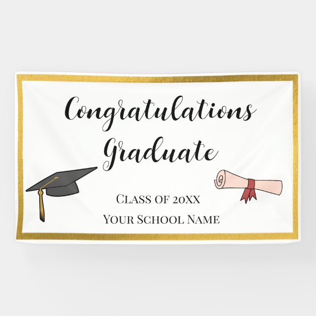 Bannière de remise des diplômes à bordure dorée (Horizontal)
