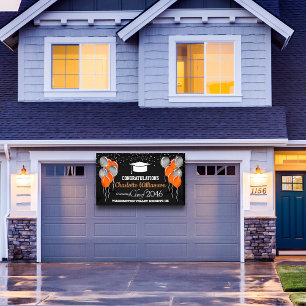 Bannière de remise des diplômes orange et noir pai