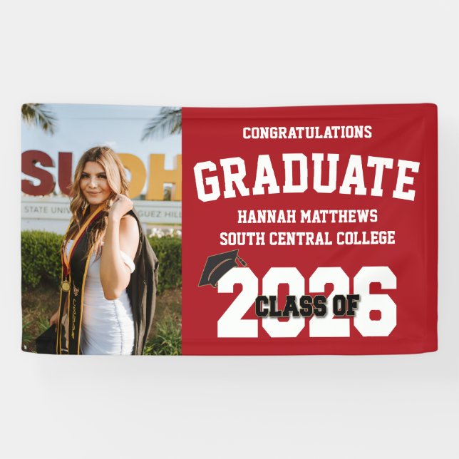 Bannière de remise des diplômes rouge 2026 avec ca (Horizontal)