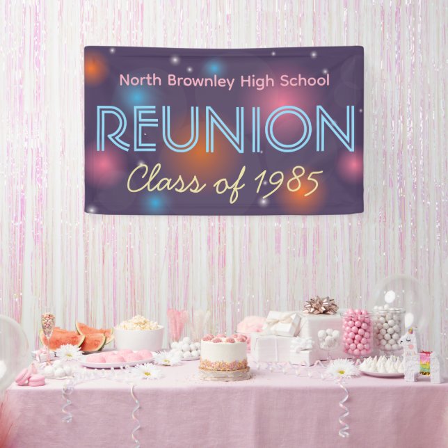 Bannière de retrouvailles de classe rétro disco (Fête)