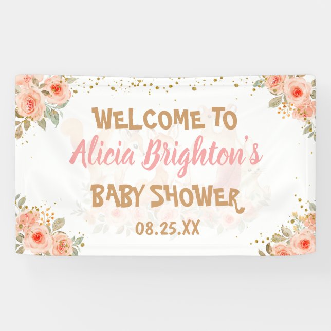 Bannière de salle de fête pour bébé de style flora (Horizontal)