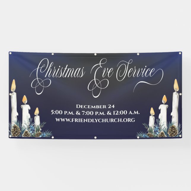 Bannière de service de réveillon de Noël de l'égli (Horizontal)