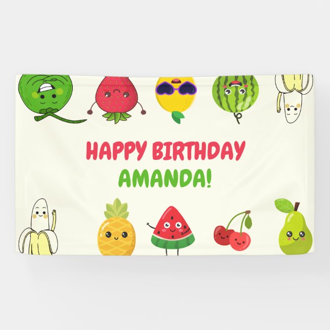 Bannière de signes de fête d'anniversaire de fruit (Horizontal)