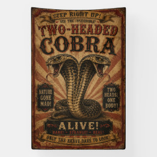 Bannière de spectacle de cobra à deux têtes