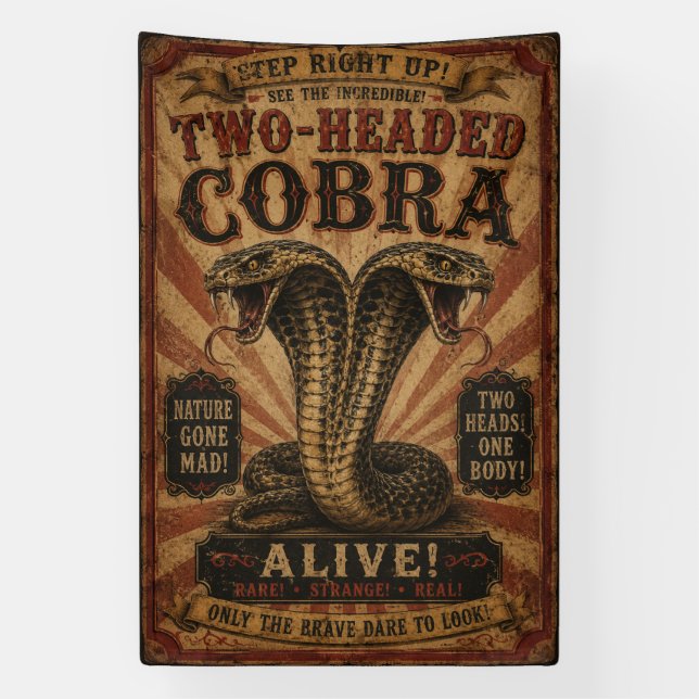 Bannière de spectacle de cobra à deux têtes (Verticale)