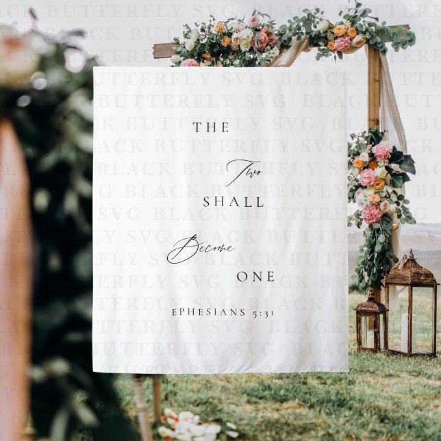 Bannière de tapisserie de mariage Deux deviendront (Wedding Backdrop Banner)